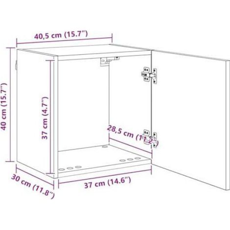 Meuble Tv Mural - Bois D Ingenierie - 40 5 X 30 X 40 Cm - 1 Porte A Charnieres - 1 Etagere - 1 Unite (1/5)