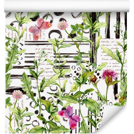 Papier peint à motifs de plantes printanières pour salon et chambre 50x1000 cm (1/5)