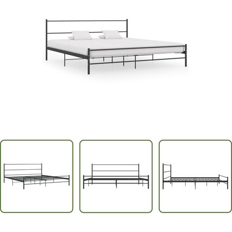 Lit en métal - Cadre de lit sans matelas noir métal 180x200 cm (1/5)
