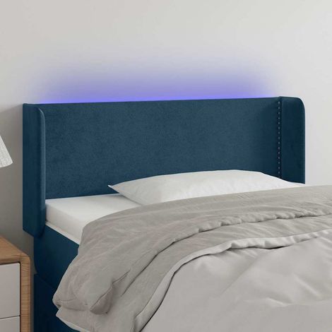 vidaXL Cabecero con LED de terciopelo azul oscuro 103x16x78/88 cm (1/5)