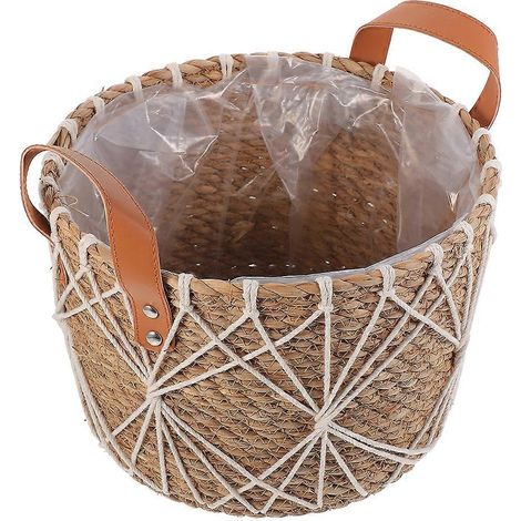 Joli panier décoratif tressé blanc 25 x 25 x 20 cm, style minimaliste, 1 pièce (1/5)