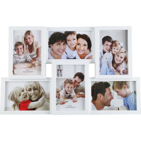 Youyijia Cadre photo unique pour 6 photos - 15,2 x 10,2 cm - Cadre photo mural pour afficher plusieurs photos (blanc)