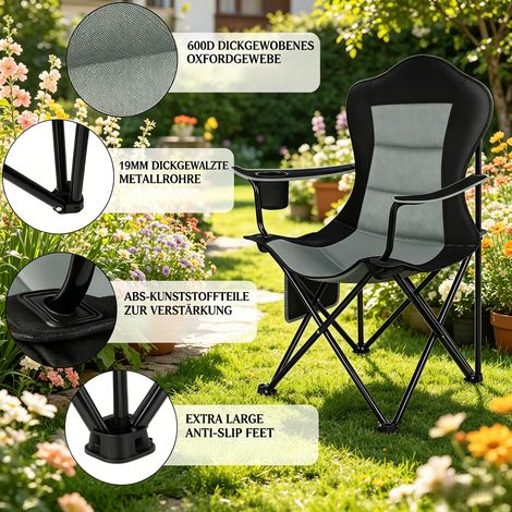 Chaise de plage pliable extérieur avec porte-gobelet pour camping transat, vendue seule (1/4)