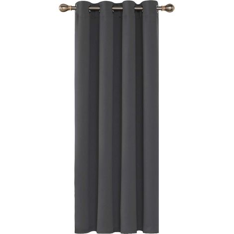 Rideaux Occultants Isolant Thermique, 140x240 CM (Largeur x Hauteur), Rideaux pour Salon et Chambre, Design Moderne à Oeillets, Gris Foncé, 1Pièces (1/5)