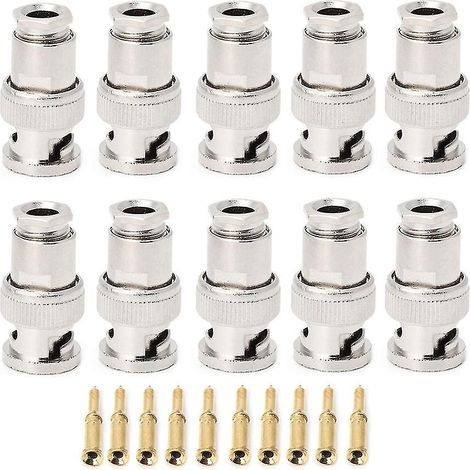 Packung mit 10 RG58 BNC-Steckern (männlich) für Koaxialkabel von CCTV-Sicherheitsanlagen. (1/4)