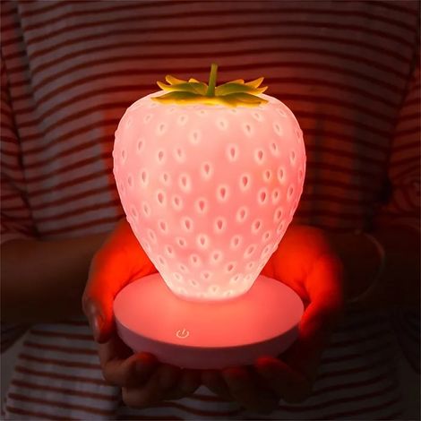 Lampe Fraise Rechargeable par USB, Lumière d'Atmosphère pour Chevet de Chambre à Coucher avec LED Blanc blanc VEILLEUSE (1/5)