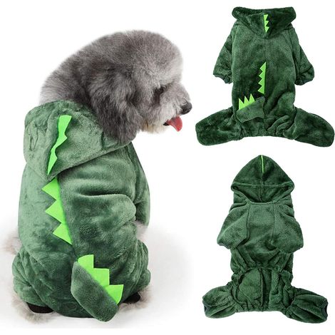 Vetement Chien, Dinosaure Vetement pour Chien, Coquet Pyjama Chien, Habit Chiens Confortables et Douces, Combinaison Chiens Facile à Mettre pour Chihuahua (XL) (1/5)