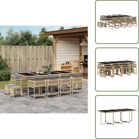 Cuscini per sedie - vidaXL Set Pranzo da Giardino 13 pz con Cuscini Beige Misto Polyrattan - Cuscini per sgabelli