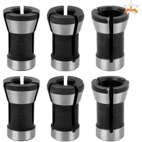 6pcs Tête De Mandrin De Collet, Adaptateur De Mandrin Accessoires Pour Perceuses Mandrin à Pince Mandrin De Fraiseuse Accessoires De Menuiserie 6mm 6.35mm 8mm (1/5)