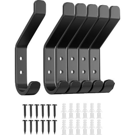 Set mit 6 Huthaken, moderner Huthaken, Doppelkleiderhaken, Handtuchhaken, Wandhaken, Metallhaken mit Schraube, Huthaken für Badezimmer, Büro und Schlafzimmer.