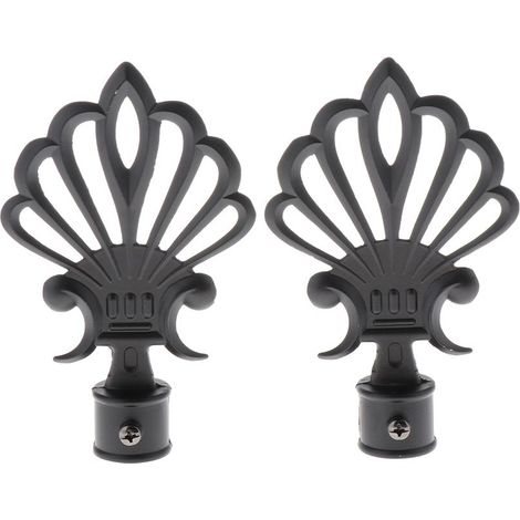 2xTêtes De Barre De Rideau Chapeau Drapé Pôle Se Termine Noir Crown13.7x8.7x2.2cm (1/5)