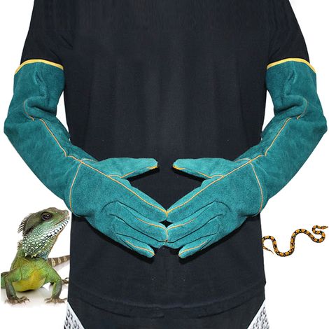 Gants De Manipulation Animal En Cuir De Vache - Résistance Morsures Et Griffures - Pour Chats Chiens Reptiles Oiseaux - 1 Paire (1/5)