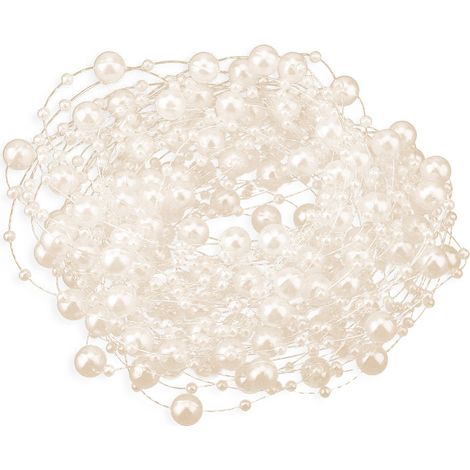 Fil de pêche 10M, chaîne de perles artificielles, bricolage décoration mariage fête (beige) (1/5)