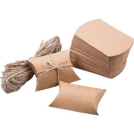 100 Boîtes Cadeaux en Papier Kraft 96,5 cm avec Cordes 55 cm, Grand Emballage Vintage pour Mariage, Noël, Bricolage et Confiseries (1/5)