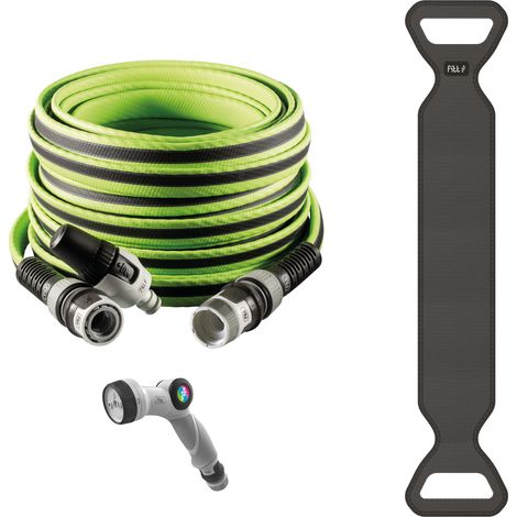 FITT FORCE PLUS 1/2" 15m, Wasserschlauch für den Garten zur Bewässerung, kompakt, leicht und robust für intensive Verwendung mit Lanze, Multifunktions-Pistole und Hose Caddy, Limette mit grauer Linie