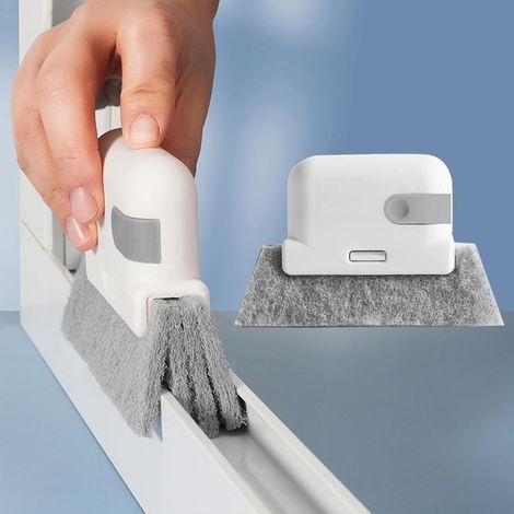 Magisches Reinigungswerkzeug für Fensterbänke, enge Räume, Schienen und Schlitze von Schiebetüren, kompaktes tragbares Werkzeug mit dichten Borsten für die Haushaltsreinigung, grau (1/5)