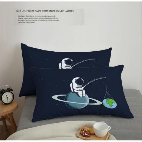 Astronaute Spatial Parure de Lit 1 Personne Enfant Impression 3D de Ciel éToilé l'univers Réversible Housse de Couette 220x240 - WPM (1/3)