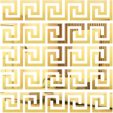3D-Kristall-Acryl-Wandverkleidung mit Spiegeleffekt und erhabenen Linien, umweltfreundlich, für Decken und Bordüren - 15 Stück pro Set (Gold) (1/5)