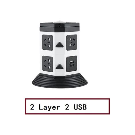 Prise à 2 couches de 1,8 m avec double rallonge de veilleuse USB protection contre les surcharges prise poreuse