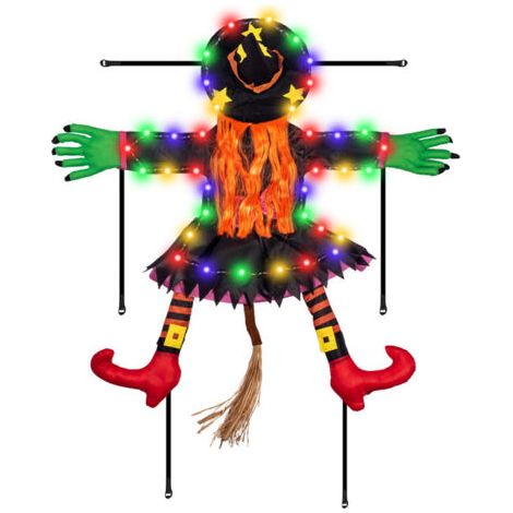 Décorations d'Halloween : Sorcière volante lumineuse à LED - Décorations d'intérieur à LED, fournitures de fête, pelouse extérieure, porche (1/5)