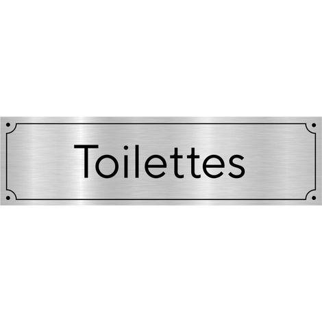 Plaque de porte gravée pour Toilettes en pvc aspect argent brossé ou or brossé .- Plaque aluminium brossé -
