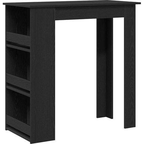 Maison Exclusive - Mesa bar con estante almacenaje roble negro 10