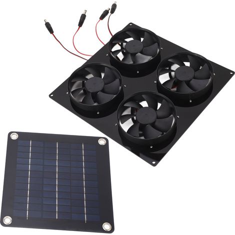 Ventilateur de refroidissement solaire à 4 ports pour abris pour animaux de compagnie, ventilation extérieure, refroidissement et échange d'air, 5-12V. (1/5)