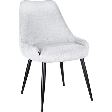 Chaise en tissu doux gris clair avec pieds métal noir – TARA (1/5)