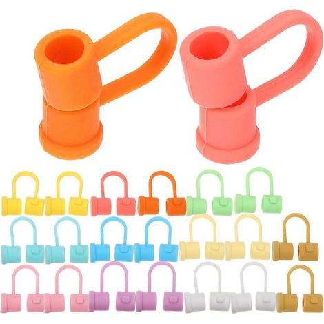 24 embouts de protection réutilisables en silicone pour pailles.-3x1.2cm