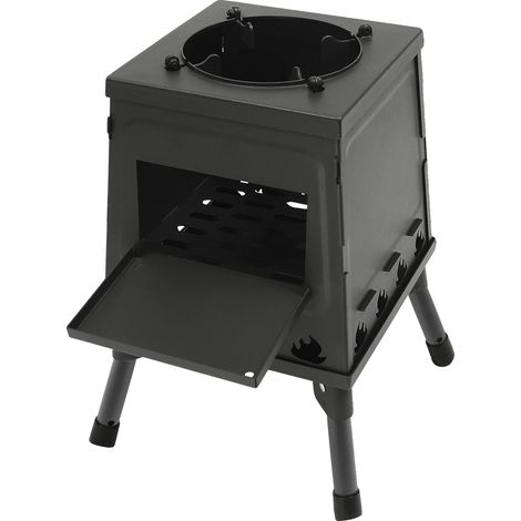 Poêle à bois, Design portable, Multi-usage pour activités de plein air, noir (1/2)