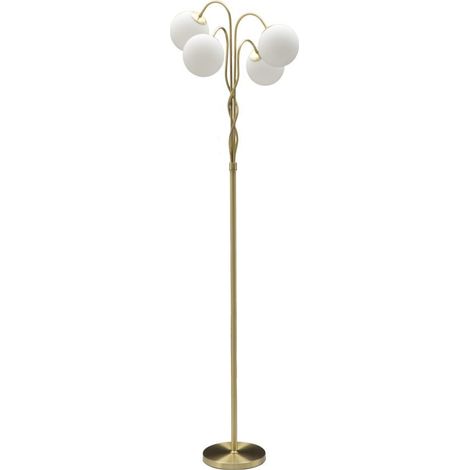 Lampadaire Design 4 Sphères "Glamy" 176cm Blanc & Or