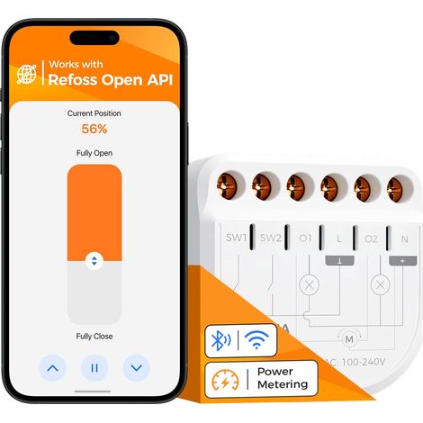 Interrupteur Connecté 2 Canaux 16A – Relais WiFi Intelligent Pour Volets Roulants et Lumières, avec Compteur d'Énergie, API locale, Compatible Assistant et , 1 Pièce (1/5)