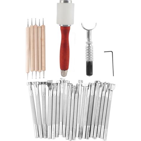 28 pièces outils de marquage et sculpture sur cuir pour artisanat et projets DIY (1/5)