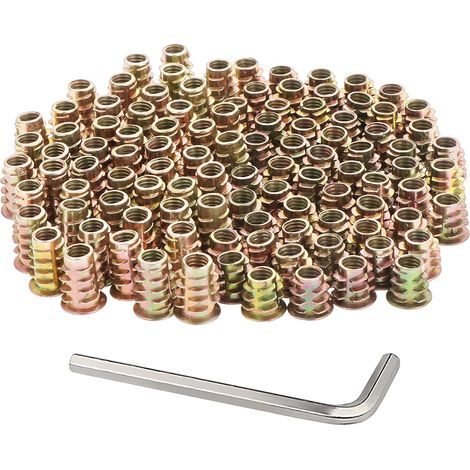 Écrou D'insertion - M6x10mm Et M6x15mm - Pour Bois Pin Contreplaqué MDF Panneau De Fibres - 100 Pièces (1/5)