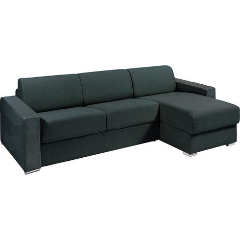 Divano letto angolare reversibile express in Tessuto Verde abete Letto 140 cm con doghe larghe Materasso 22 cm memory foam - CALITO (1/5)