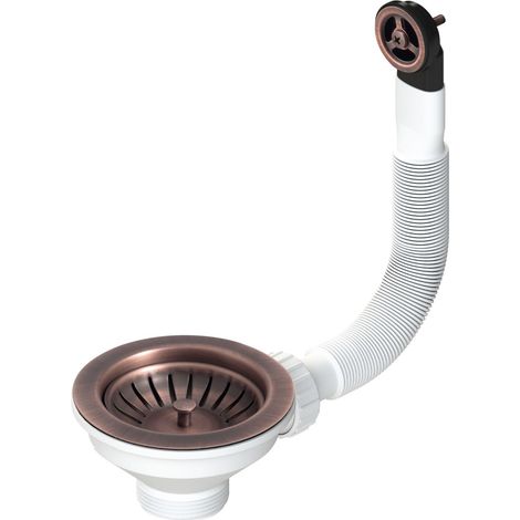 Piletta rame Ø114 per lavello foro Ø90 con troppo pieno tondo L.B. PLAST D670-70-COP Rame (1/2)