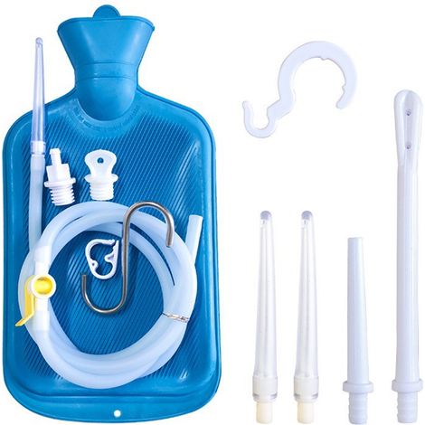 Kit de lavement 2L, poche à lavement, u long, embouts réutilisables, débit d'eau contrôlé pour lavements détoxifiants et purifiants du côlon
