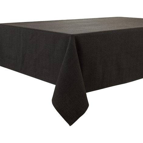 Nappe noire 140x240 cm, hydrofuge, aspect lin, rectangulaire