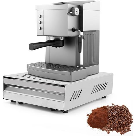Kaffeesatz-Auffangbehälter, abnehmbare Edelstahlschublade (350 x 250 x 100 mm), Kaffeesatzablauf zum Sammeln und Recyceln von Kaffeesatz, Silber
