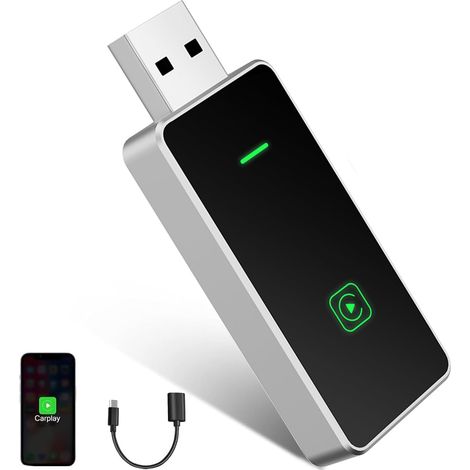 Adaptateur CarPlay sans fil, mise à niveau ultra-rapide de CarPlay filaire vers CarPlay sans fil, Plug and Play, mini et stable, adaptateur CarPlay (1/5)