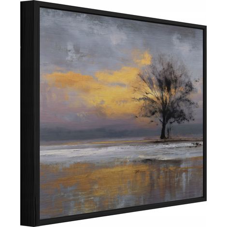 Metall Wandbild mit schwarzem Rahmen, abstrakter Baum für Wohnzimmer und Schlafzimmer, moderne Wanddeko, 30 x 30 cm
