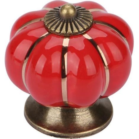 1 Poignée en céramique, rouge, alliage de zinc, 40mm, pour armoire tiroir salle de bain (1/3)