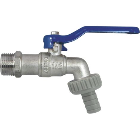 AquaCraft Kugelauslaufventil mit Dichtung 1001000144 HG blau, 1/2" AG, Metalltülle, messing