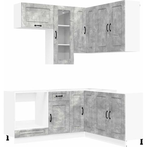 Kitchen Unit KALMAR 8 pcs Concrete Grey Engineered Wood vidaXL