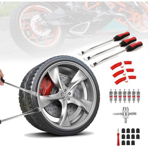 3 Démonte-pneus, leviers 29cm, protections jante, outil universel, moto vélo voiture (1/4)