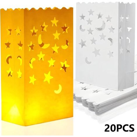 Lot de 20 sachets ignifuges pour bougies, motif étoiles et lunes, sacs en papier brillant pour mariage, Saint-Valentin, Halloween et Thanksgiving, bougies non incluses (1/5)