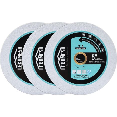 Diamond Disc for Glass – 3 x 125 mm Cutting Disc for Cutting Glass Jade Crystal Wine Bottle Tiles (1/5)