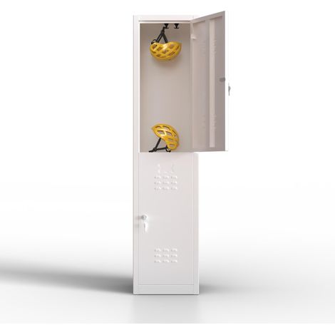 TwinThink Taquillas Vestuario Metalicas 2 Puertas Armario Metalico Con Llave Locker Para Oficina Gimnasio Taller Garaje Centro Educativo Almacenamiento Seguro Alta Resistencia (Blanco) (1/5)
