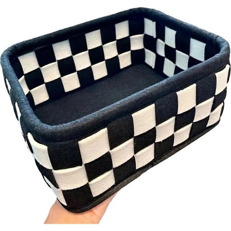 Panier de rangement à carreaux noirs et blancs pour bureau, rangement de cosmétiques, panier de rangement pour collations et jouets, décoration intérieure - WELLNGS (1/5)