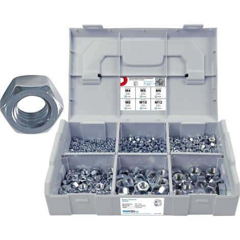 FRANTOS L-BOXX Mini 640 tlg. Sechskantmuttern DIN 934 Sortiment (Stahl verzinkt)